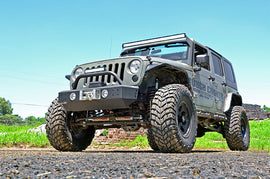 Jeep 50-Inch Straight LED Light Bar Upper Windshield Kit w/ 50 Inch Black Series LED Light w/ Amber DRL 07-18 Wrangler JK Rough Country