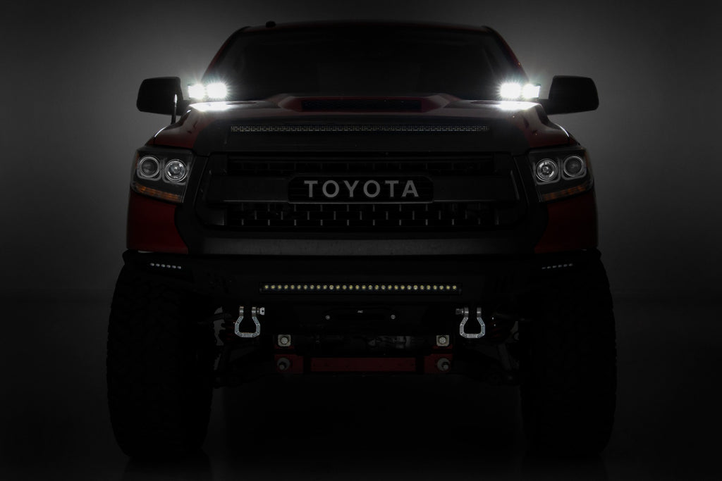Toyota 2-inch LED Lower Windshield Ditch Kit (14-20 Tundra Black Series Spot Pattern) Rough Country