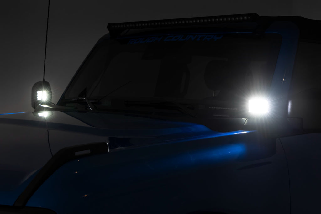 LED Light Ditch Mount 2 Inch Black Series Pair White DRL 21-Up Ford Bronco Rough Country