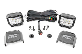 LED Light Ditch Mount 2 Inch Chrome Series Pair Wide 21-UP Ford Bronco Rough Country