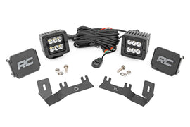 LED Ditch Light Kit 2in Black Pair Spot Silverado/Sierra 1500 (14-18 & Classic) Rough Country