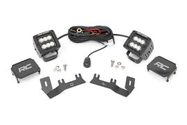 LED Ditch Light Kit 2in Black Pair Flood Silverado/Sierra 1500 (14-18 & Classic) Rough Country