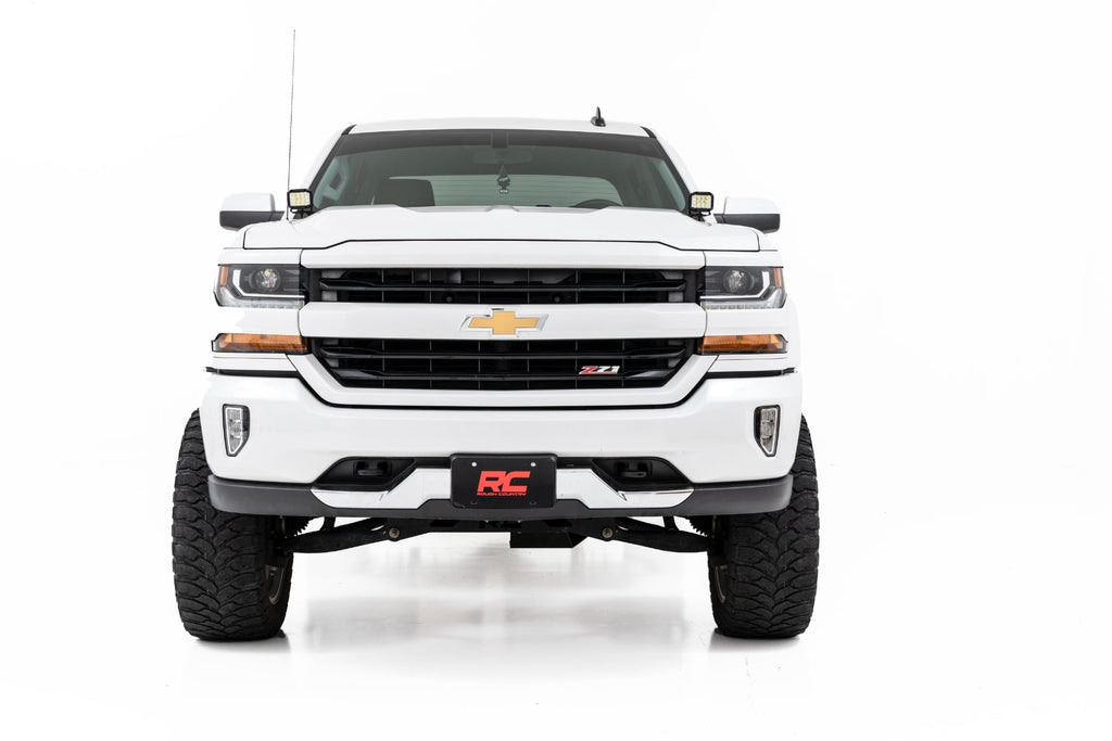LED Ditch Light Kit 2in Black Pair Amber DRL Silverado/Sierra 1500 (14-18 & Classic) Rough Country