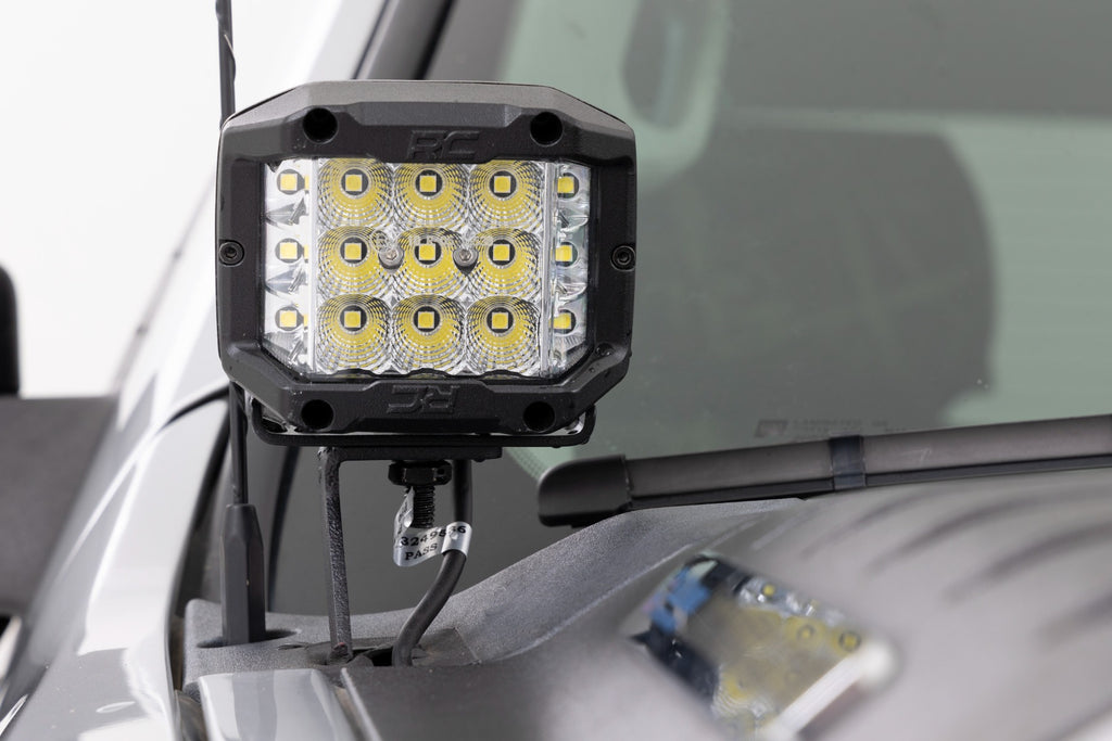 LED Light Ditch Mount 2 Inch Black Pair White DRL Chevy 1500 (2007-2013) Rough Country