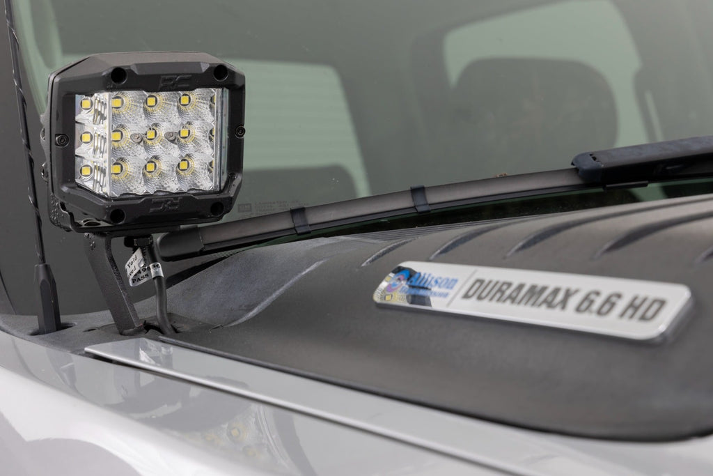 LED Light Ditch Mount 2 Inch Black Pair Amber DRL Chevy 1500 (2007-2013) Rough Country
