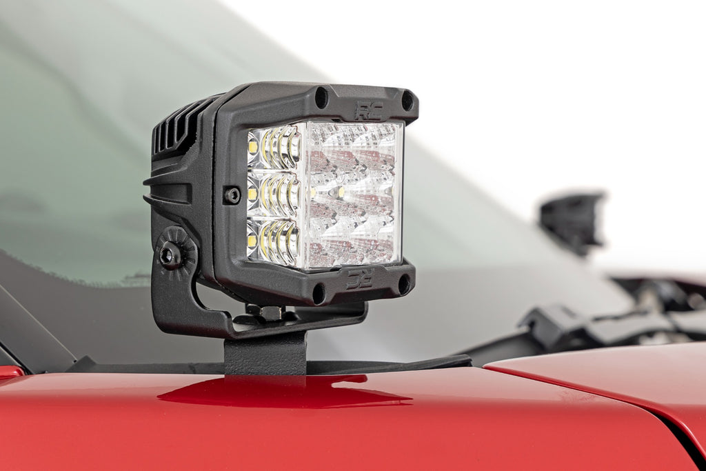 LED Light Kit Ditch Mount 2 Inch Black Pair Flood Toyota Tundra (22-26) Rough Country