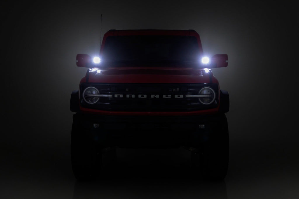 LED Light Kit Ditch Mount 3.5 Inch Black Round Pair Amber DRL Ford Bronco (21-25) Rough Country