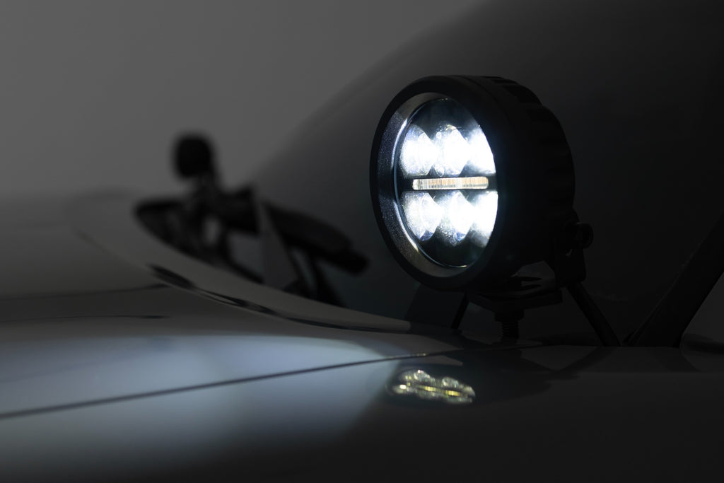 LED Light Kit Ditch Mount 2 Inch Black Pair White DRL Toyota Tacoma (16-23) Rough Country