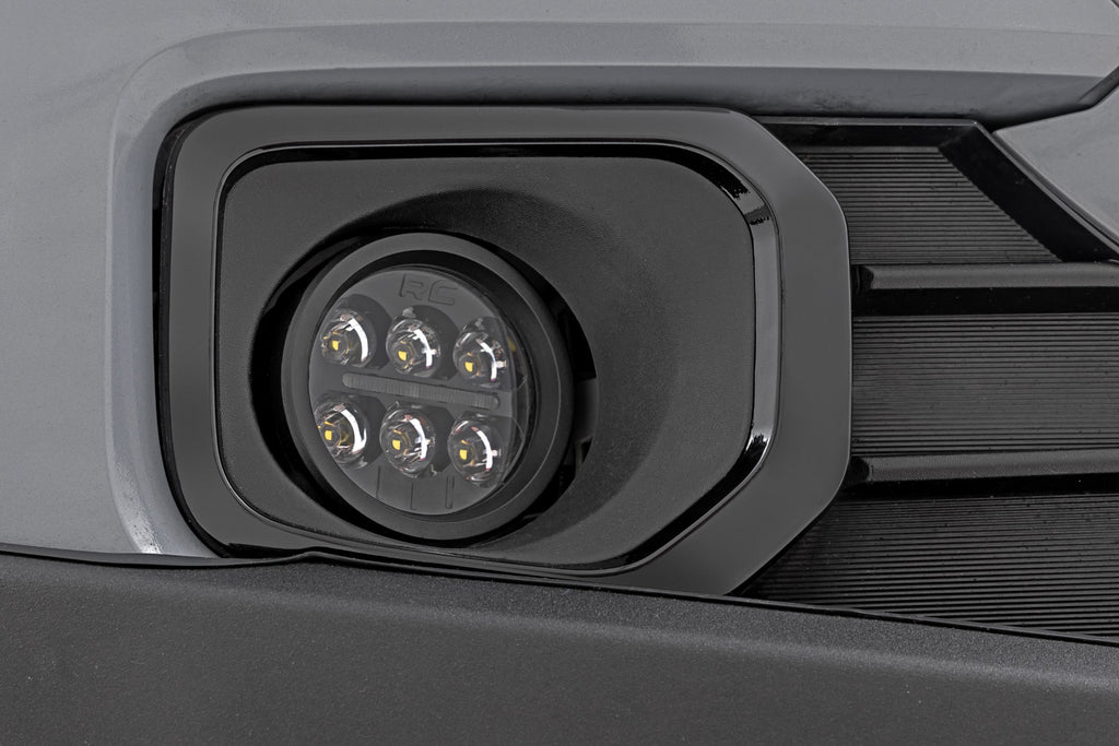LED Fog Light Kit 3.5 Inch Round Black Series Amber DRL Toyota Tacoma (16-23) Rough Country