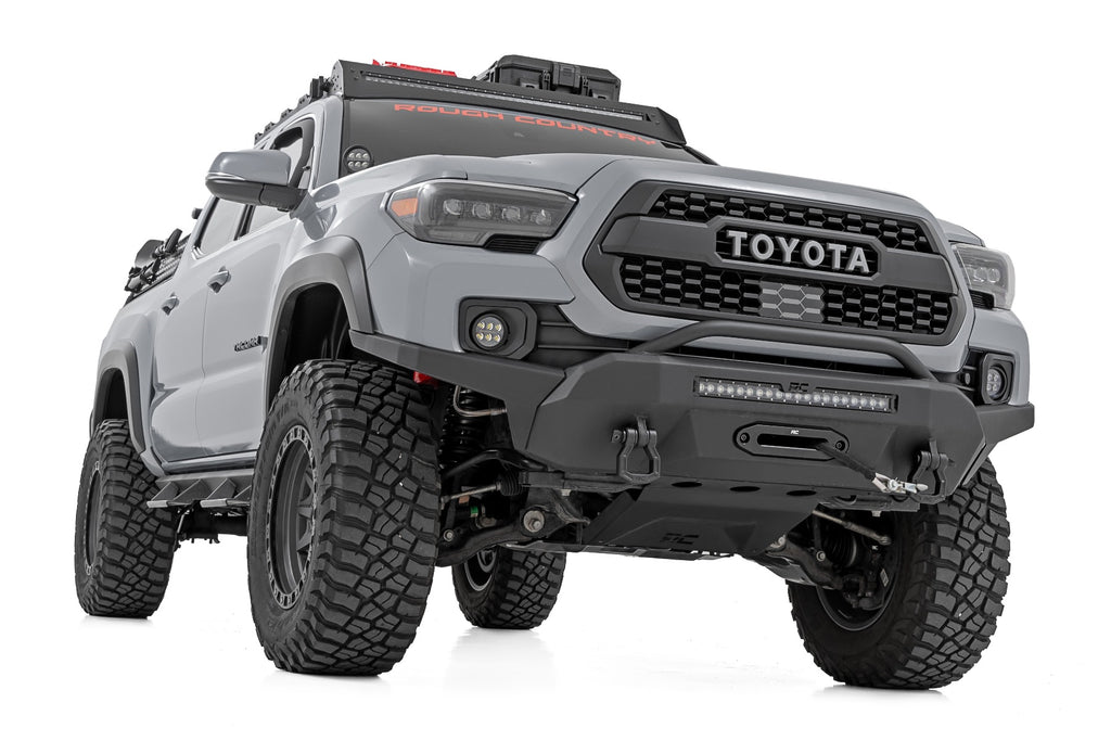 LED Fog Light Kit 3.5 Inch Round Black Series Amber DRL Toyota Tacoma (16-23) Rough Country