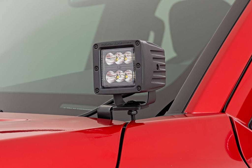 LED Light Kit Ditch Mount 2 Inch Black Pair Spot Toyota Tacoma (24-26) Rough Country