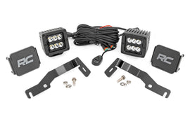 LED Light Kit Ditch Mount 2 Inch Black Pair Spot Toyota Tacoma (24-26) Rough Country