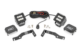 LED Light Kit Ditch Mount 2 Inch Black Pair Flood Toyota Tacoma (24-26) Rough Country