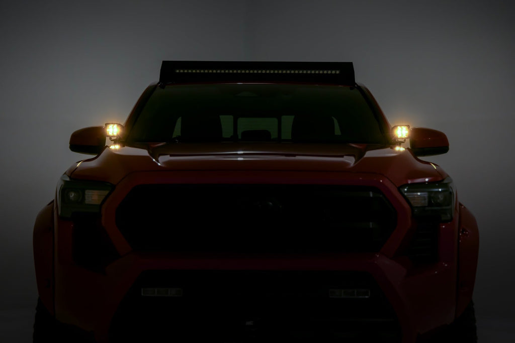 LED Light Kit Ditch Mount 2 Inch Black Pair Amber DRL Toyota Tacoma (24-26) Rough Country