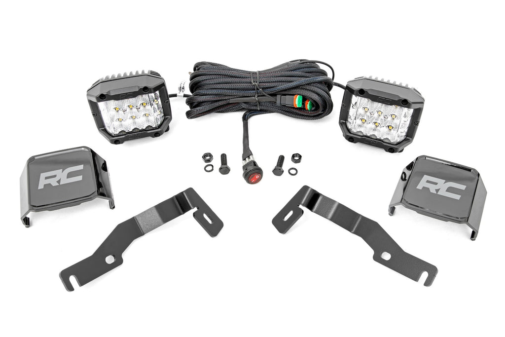 LED Light Kit Ditch Mount 3 Inch OSRAM Wide Toyota Tacoma 2WD/4WD (24-26) Rough Country