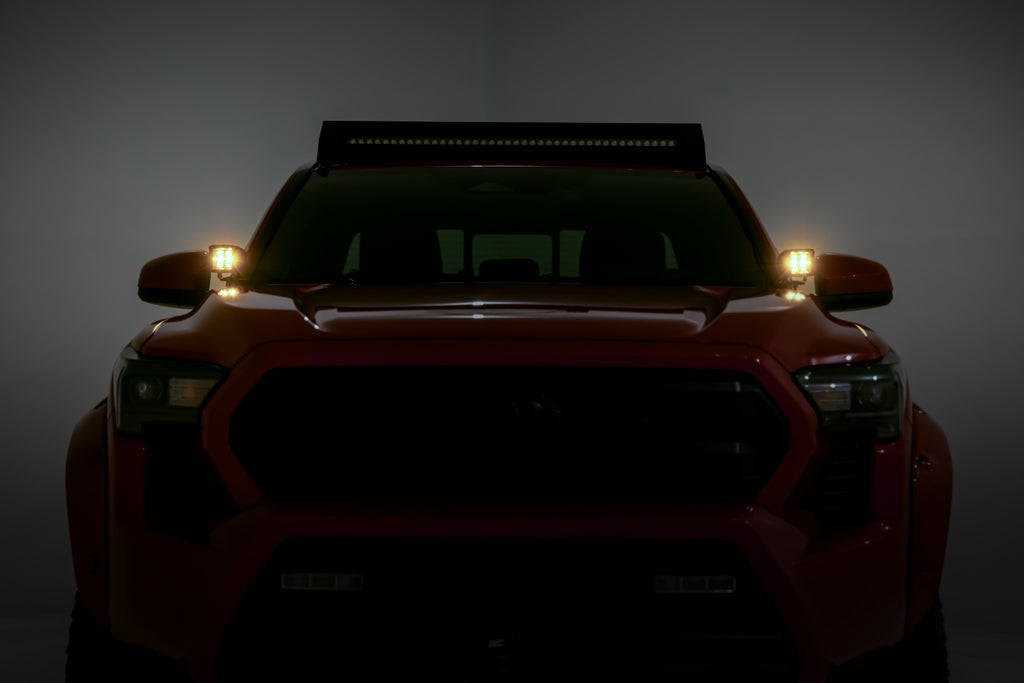 LED Light Kit Ditch Mount Black Series Round 3.5 Inch Amber DRL Toyota Tacoma (24-26) Rough Country