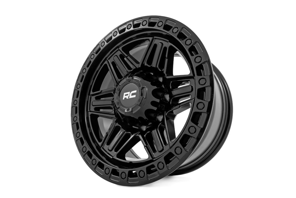 76 Series Wheel Simulated Bead Lock Gloss Black 17x9 5x4.5 +0mm Rough Country