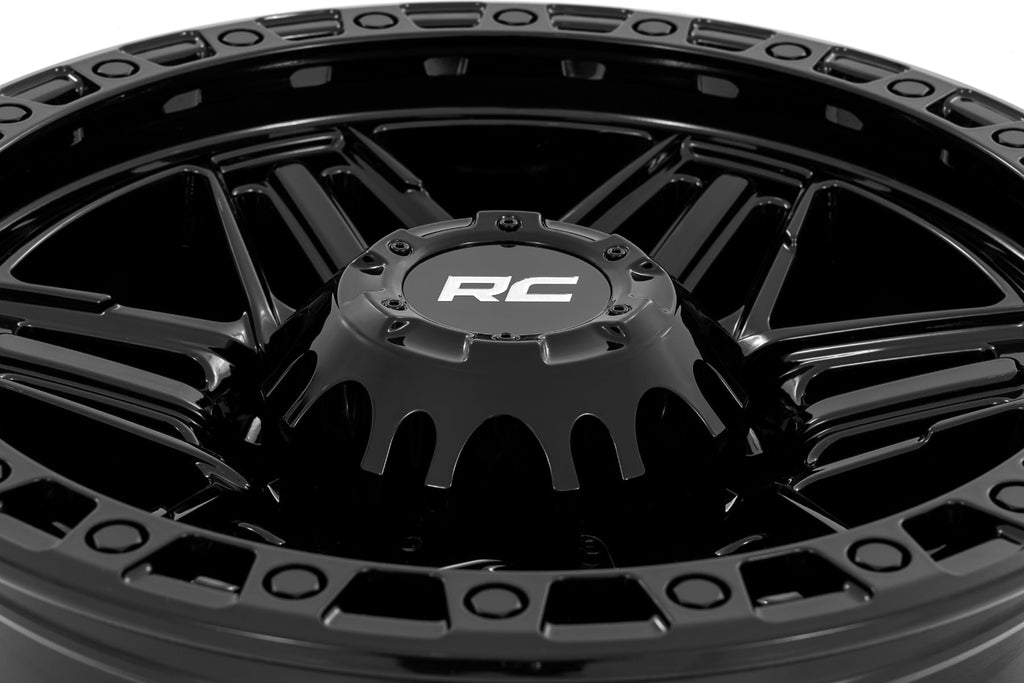76 Series Wheel Simulated Beadlock Gloss Black 17x9 8x170 -12mm Rough Country