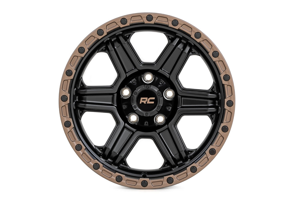 79 Series Wheel One-Piece Semi Gloss Black w/Bronze Ring 15x8 5x5.5 -19mm Rough Country
