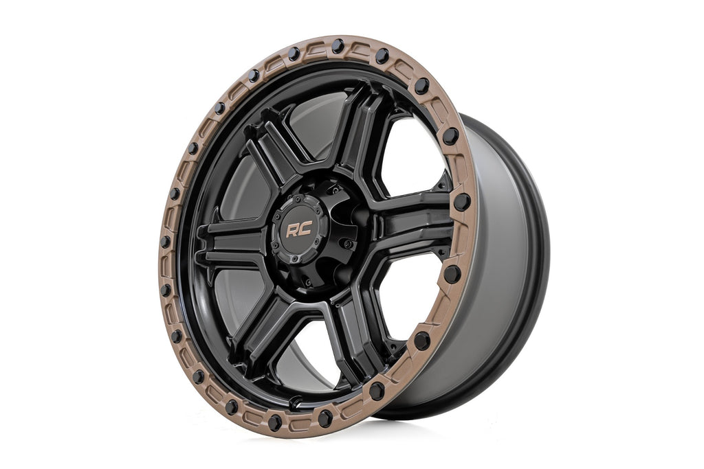 79 Series Wheel One-Piece Semi Gloss Black w/Bronze Ring 15x8 5x5.5 -19mm Rough Country