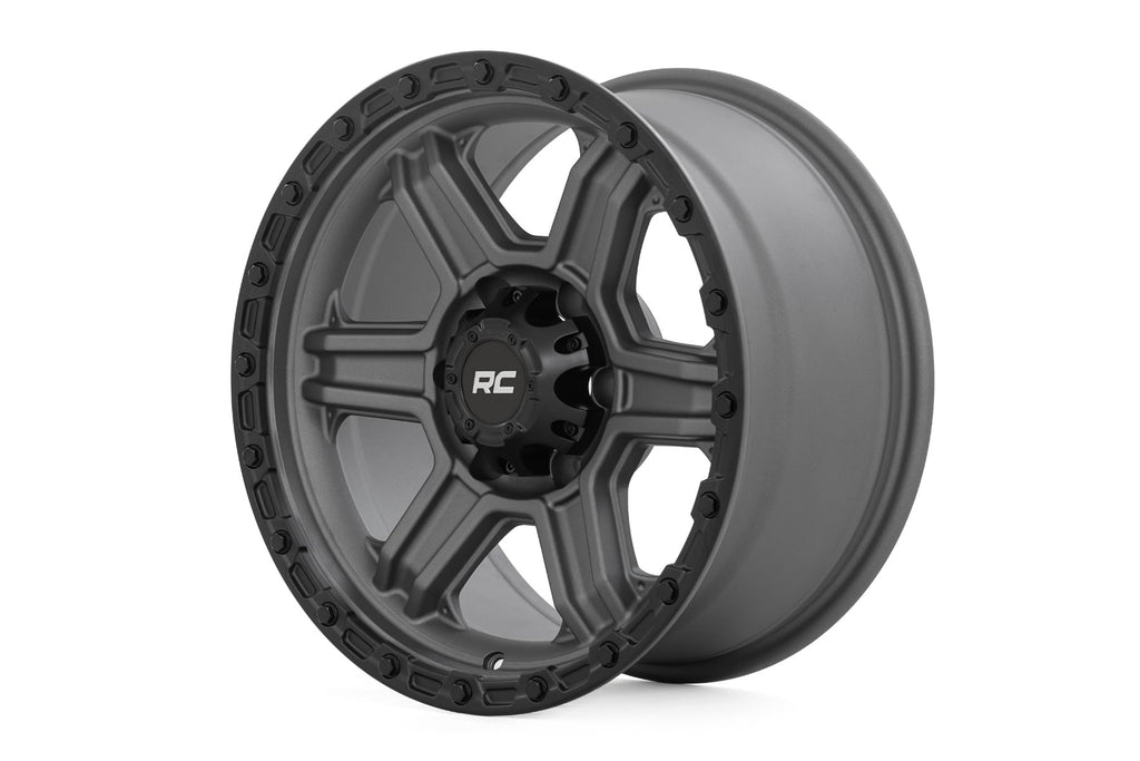 79 Series Wheel One-Piece Gunmetal Gray w/Black Ring 17x8.5 6x5.5 0mm Rough Country
