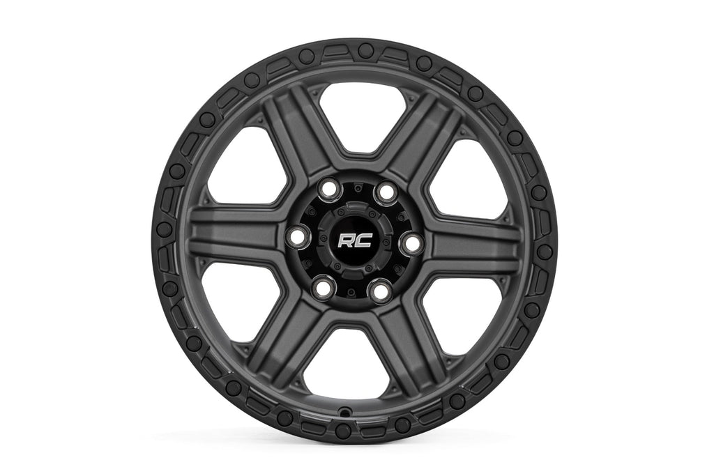 79 Series Wheel One-Piece Gunmetal Gray w/Black Ring 17x8.5 6x5.5 0mm Rough Country