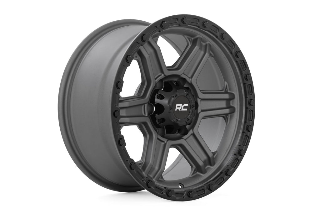 79 Series Wheel One-Piece Gunmetal Gray w/Black Ring 17x8.5 6x5.5 0mm Rough Country