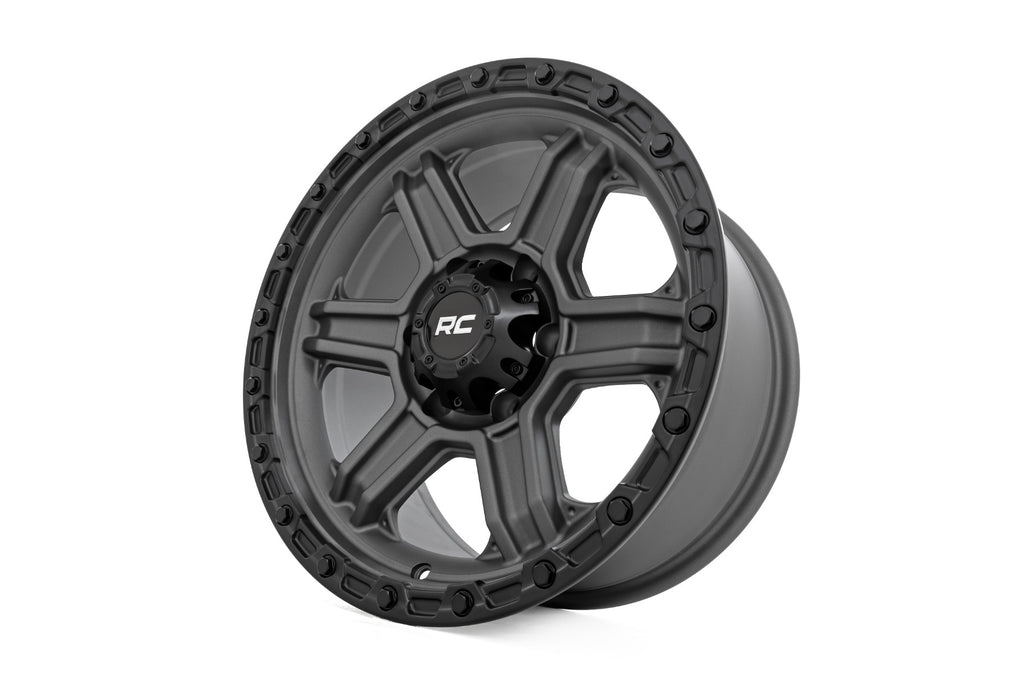 79 Series Wheel One-Piece Gunmetal Gray w/Black Ring 17x8.5 6x5.5 0mm Rough Country