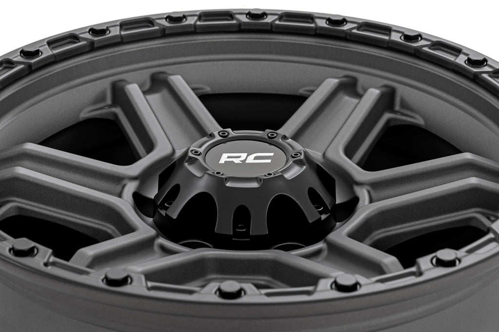 79 Series Wheel One-Piece Gunmetal Gray w/Black Ring 17x8.5 6x5.5 0mm Rough Country