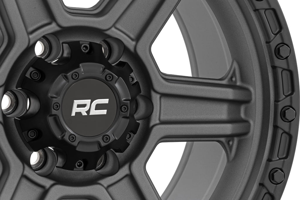 79 Series Wheel One-Piece Gunmetal Gray w/Black Ring 17x8.5 6x5.5 0mm Rough Country