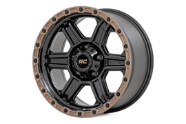 79 Series Wheel One-Piece Semi Gloss Black w/Bronze Ring 17x8.5 5x4.5 0mm Rough Country