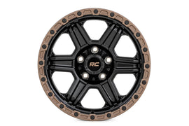 79 Series Wheel One-Piece Semi Gloss Black w/Bronze Ring 18x9 6x135 0mm Rough Country