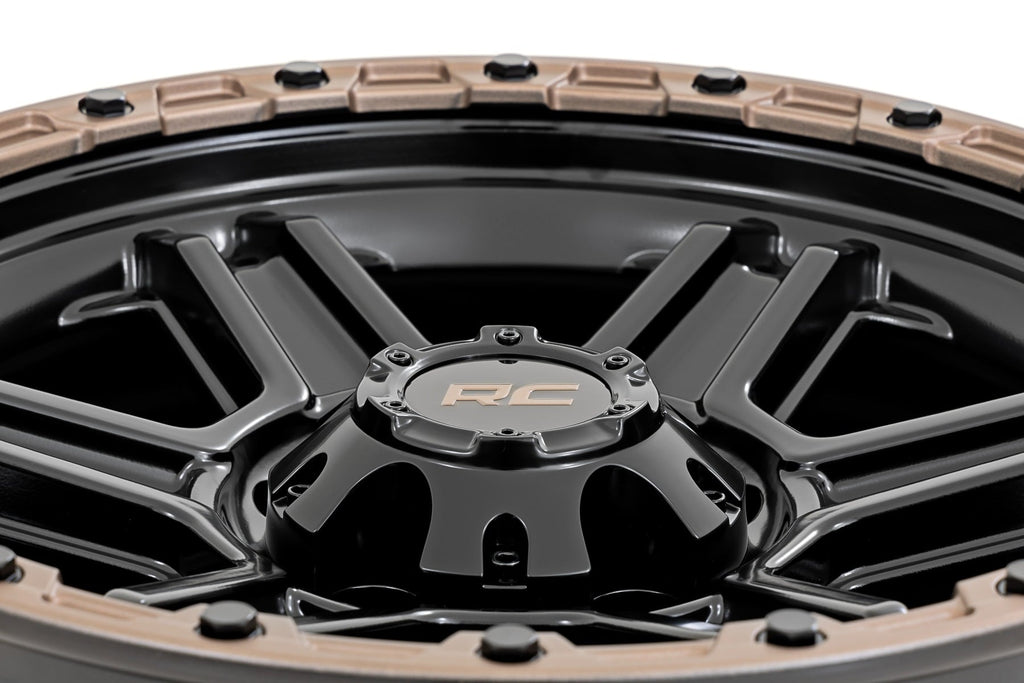 79 Series Wheel One-Piece Semi Gloss Black w/Bronze Ring 18x9 5x5 0mm Rough Country