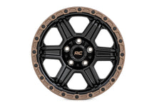 Cargar imagen en el visor de la galería, 79 Series Wheel One-Piece Semi Gloss Black w/Bronze Ring 18x9 6x135 -12mm Rough Country