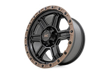 Cargar imagen en el visor de la galería, 79 Series Wheel One-Piece Semi Gloss Black w/Bronze Ring 18x9 6x135 -12mm Rough Country