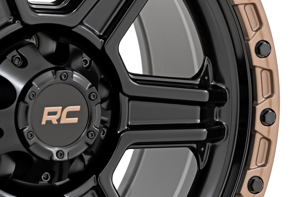 79 Series Wheel One-Piece Semi Gloss Black w/Bronze Ring 18x9 6x5.5 +18mm Rough Country