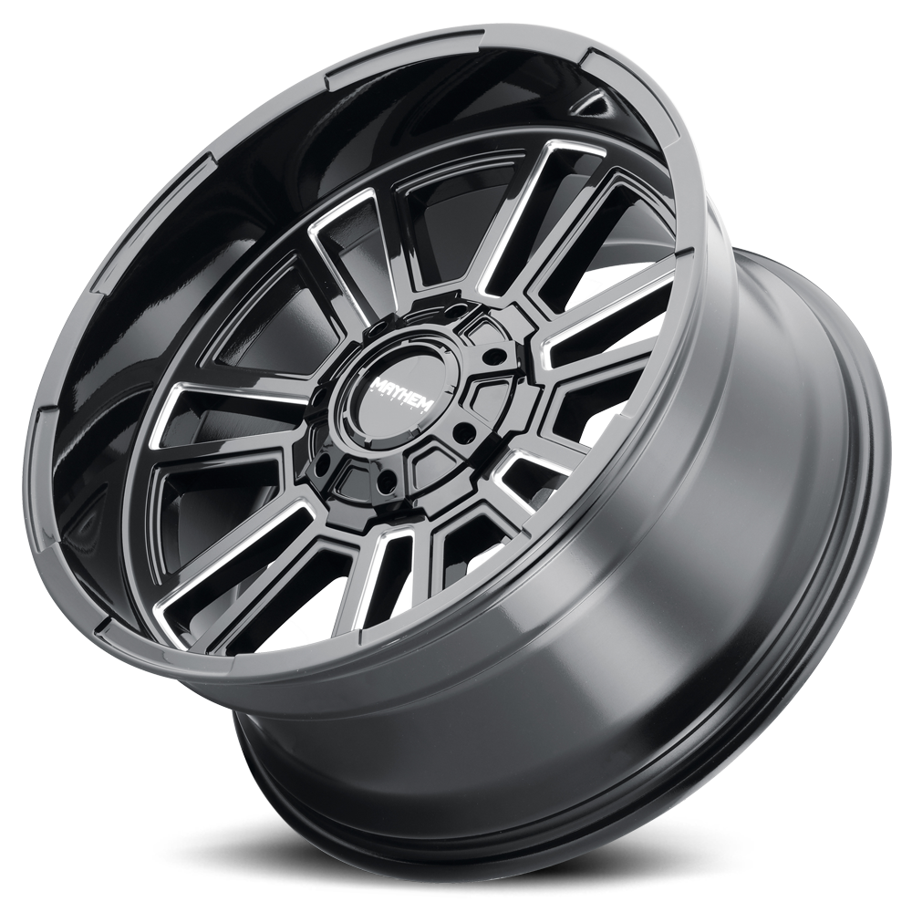 Mayhem Offroad Wheels Apollo 8115 GB-M 20x10 Milled Gloss Black -19 Off Set 5 Lug 4.75 BSM 87.1 Bore Cast Aluminum