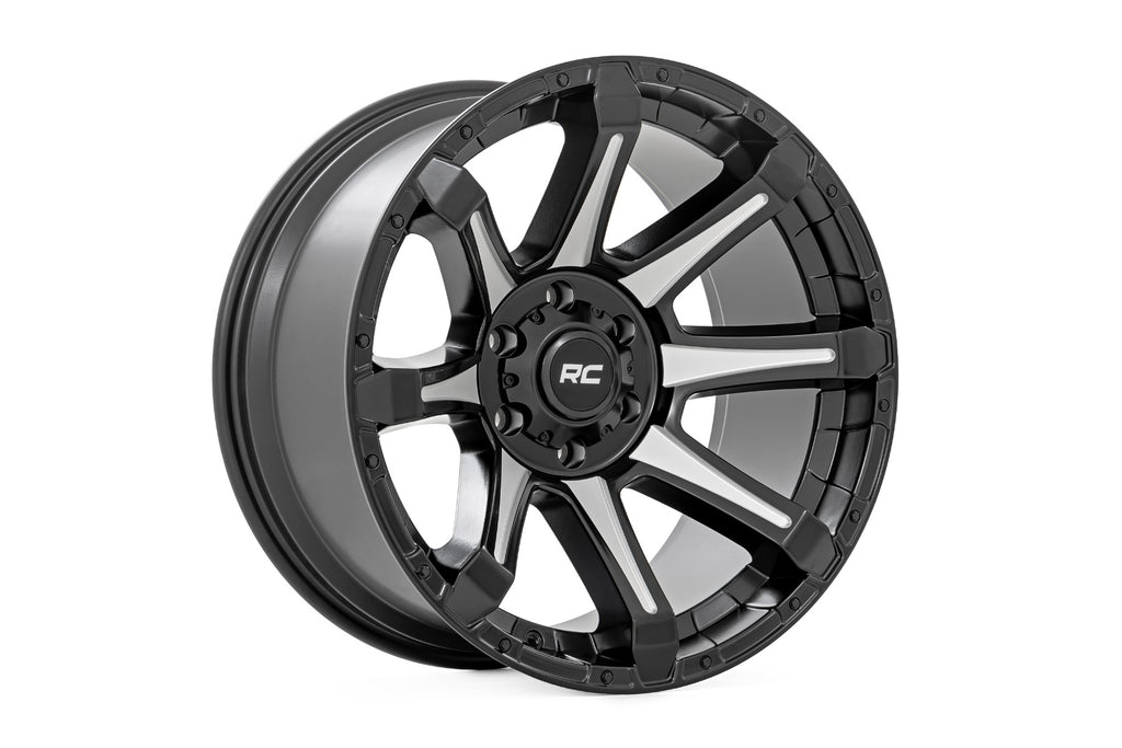 81 Series Wheel One-Piece Semi Gloss Black w/machined spokes 20x9 8x180 0mm Rough Country
