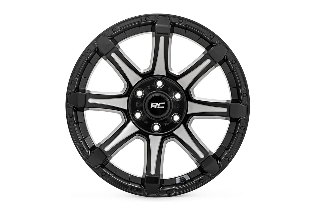 81 Series Wheel One-Piece Semi Gloss Black w/machined spokes 20x10 6x5.5 -19 Rough Country