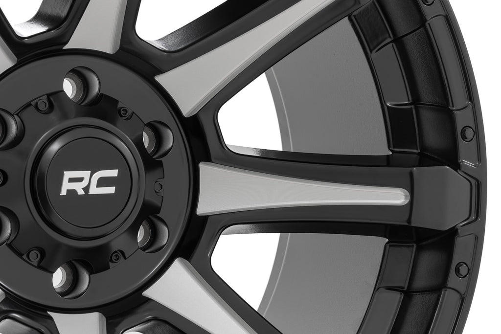81 Series Wheel One-Piece Semi Gloss Black w/machined spokes 20x10 6x5.5 -19 Rough Country