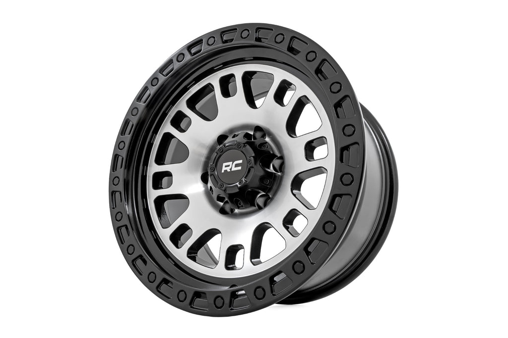 82 Series Wheel One-Piece Machined Semi Gloss Black 15x8 5x4.5 -19mm Rough Country