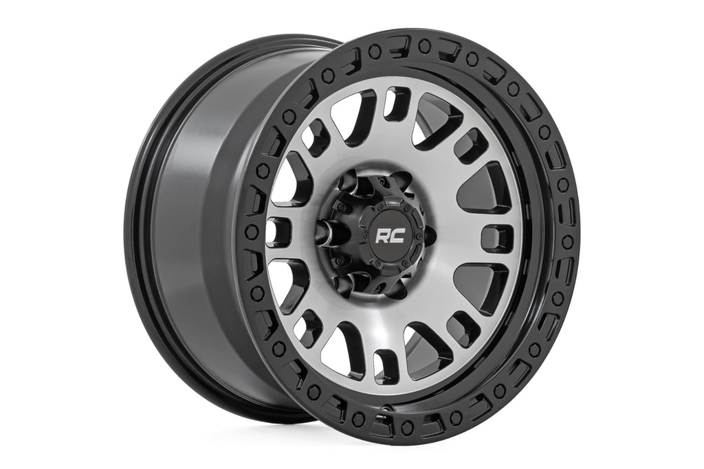 82 Series Wheel One-Piece Machined Semi Gloss Black 17x9 6x5.5 -12mm Rough Country