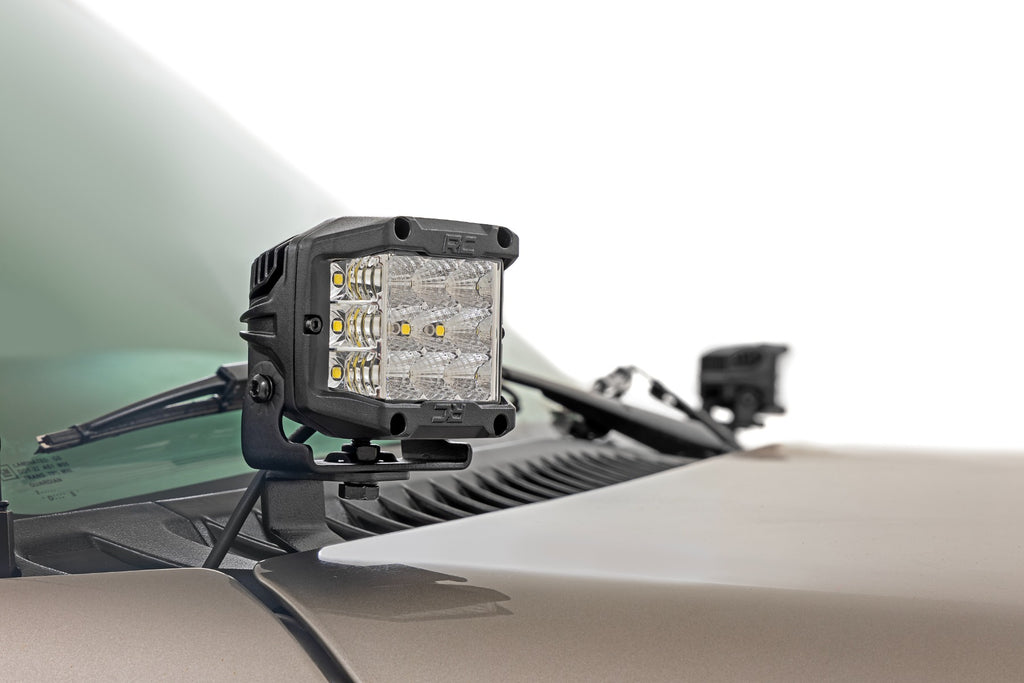 LED Light Kit Ditch Mount 2 Inch Black Pair Flood Chevy Silverado 1500 (99-06)/Tahoe (00-06) Rough Country
