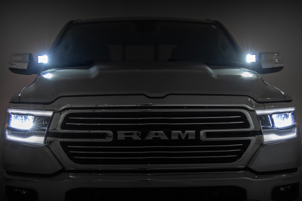 LED Light Kit Ditch Mount 2 Inch Black Pair Spot Ram 1500 2WD/4WD (19-26) Rough Country