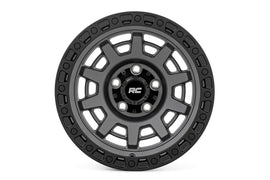 85 Series Wheel One-Piece Gunmetal Gray/Black 15x8 5x4.5 -19mm Rough Country