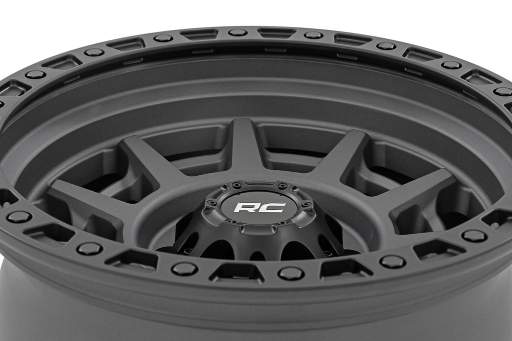 85 Series Wheel Simulated Beadlock Gunmetal Gray/Black 17x9 6x135 -12mm Rough Country