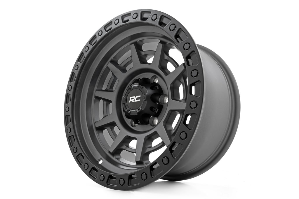 85 Series Wheel Simulated Beadlock Gunmetal Gray/Black 17x9 5x5 -12mm Rough Country