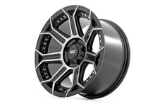 Cargar imagen en el visor de la galería, 89 Series Wheel One-Piece Black Machined Gun Metal 17x9 5x5 -12mm Rough Country