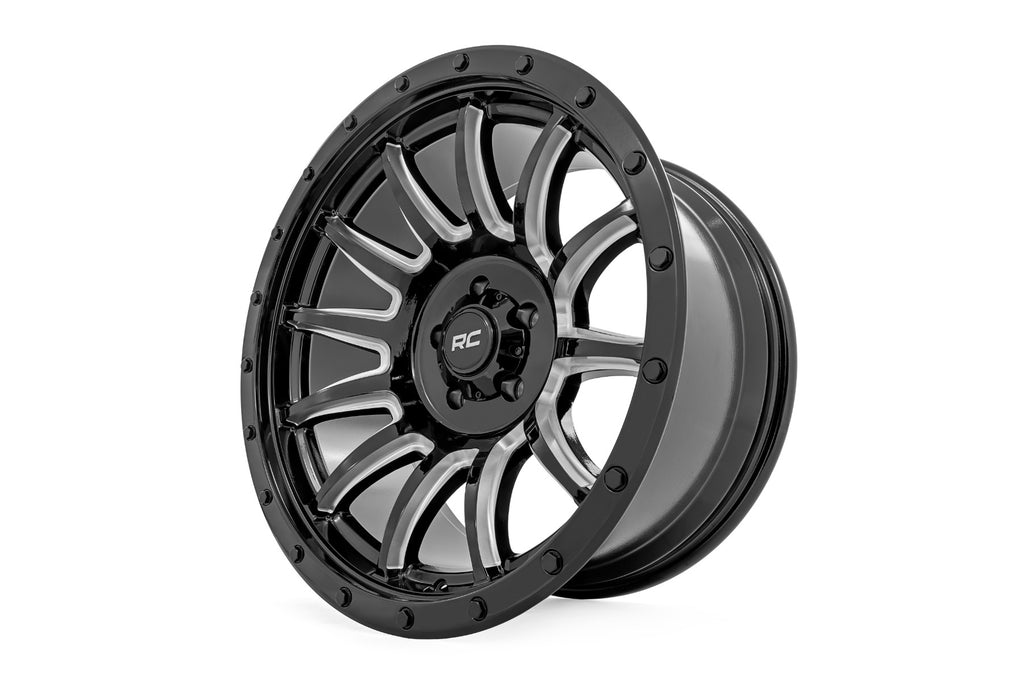 90 Series Wheel One-Piece Gloss Black w/machined spokes 18x9 6x5.5 0mm Rough Country