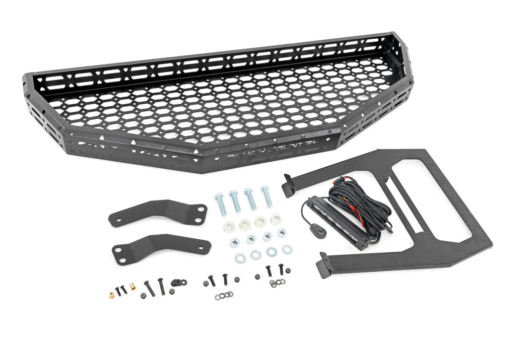 Front Cargo Rack Black Series LED 6 Inch Light Slim Line Honda Pioneer 1000 Rough Country